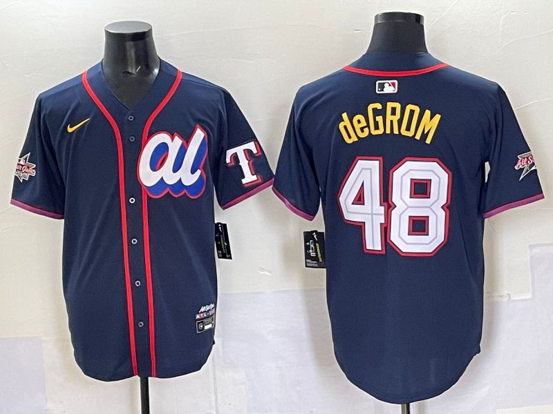 Men 2025 Texas Rangers 48 DeGrom Drak blue Nike MLB All Star jersey style 3